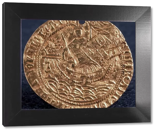 Coin (Korabelnik) of Tsar Ivan III, (Reverse: Ruler on his ship), 1471-1490