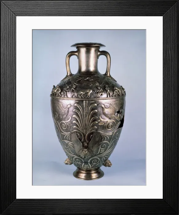 Framed Print : Amphora with relief scenes, first half of 4th century BC Framed Print : Amphora with relief scenes, first half of 4th century BC