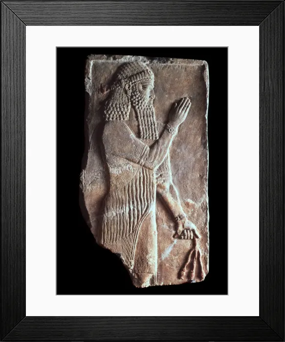 Framed Print : Priest with a branch of pomergranate tree, 722-705 BC Framed Print : Priest with a branch of pomergranate tree, 722-705 BC