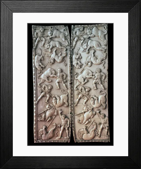 Framed Print : Dyptychon with Circus scenes, 5th century Framed Print : Dyptychon with Circus scenes, 5th century
