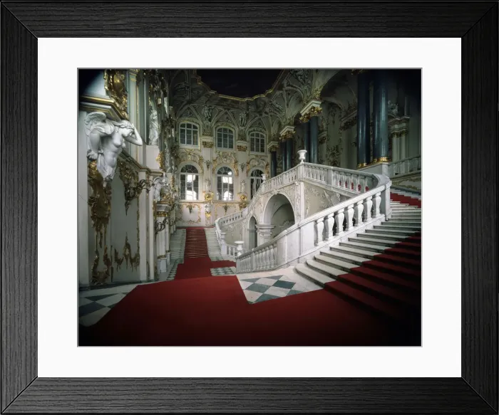 Framed Print : The Grand staircase of the Winter Palace, 1756-1761. Artist: Bartolomeo Francesco Rastrelli Framed Print : The Grand staircase of the Winter Palace, 1756-1761. Artist: Bartolomeo Francesco Rastrelli