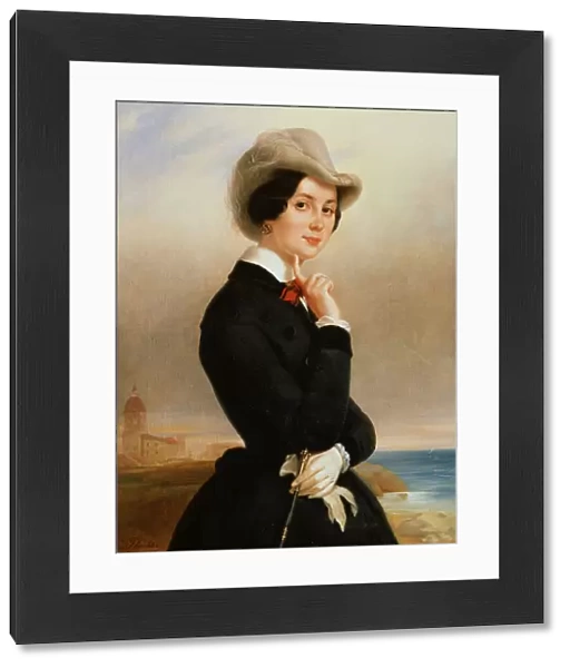 Portrait of the actress of the Imperial theatre Vera Samoylova, 1840s. Artist: Eugene Pluchart