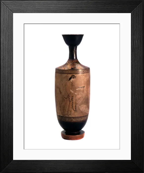 Framed Print : Artemis with a swan. Lekythos, white-ground, c490 BC Framed Print : Artemis with a swan. Lekythos, white-ground, c490 BC