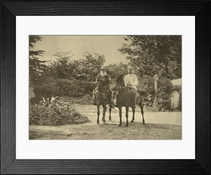 Framed Print : Russian author Leo Tolstoy riding in Yasnaya Polyana, near Tula, Russia, 1900. Artist: Sophia Tolstaya Framed Print : Russian author Leo Tolstoy riding in Yasnaya Polyana, near Tula, Russia, 1900. Artist: Sophia Tolstaya