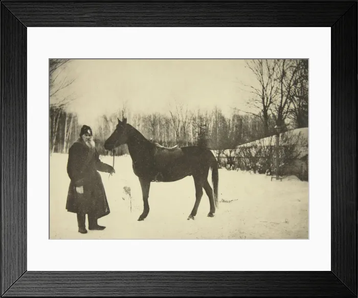 Framed Print : Russian author Leo Tolstoy with a horse, Yasnaya Polyana, near Tula, Russia, 1905. Artist: Sophia Tolstaya Framed Print : Russian author Leo Tolstoy with a horse, Yasnaya Polyana, near Tula, Russia, 1905. Artist: Sophia Tolstaya
