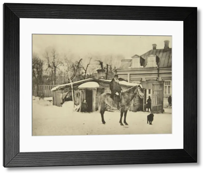 Framed Print : Russian author Leo Tolstoy on horseback, Moscow, Russia, 1900s. Artist: Sophia Tolstaya Framed Print : Russian author Leo Tolstoy on horseback, Moscow, Russia, 1900s. Artist: Sophia Tolstaya