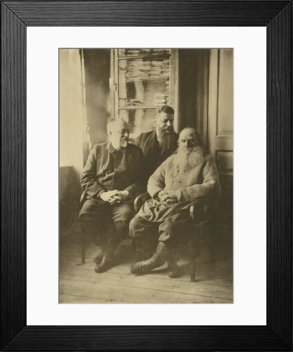 Framed Print : Russian author Leo Tolstoy with politician Mikhail Stakhovich and Mikhail Sukhotin, Russia, 1900s. Artist: Sophia Tolstaya Framed Print : Russian author Leo Tolstoy with politician Mikhail Stakhovich and Mikhail Sukhotin, Russia, 1900s. Artist: Sophia Tolstaya