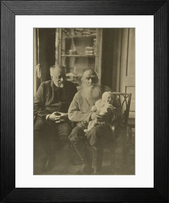 Framed Print : Russian author Leo Tolstoy with his son-in-law and granddaughter, Russia, c1905-c1906. Artist: Sophia Tolstaya Framed Print : Russian author Leo Tolstoy with his son-in-law and granddaughter, Russia, c1905-c1906. Artist: Sophia Tolstaya