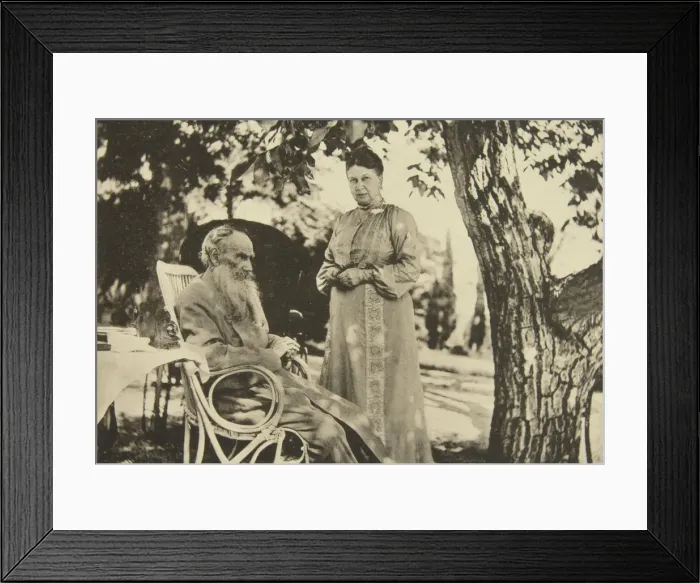 Framed Print : Russian author Leo Tolstoy and his wife Sophia by the Black Sea, Crimea, Russia, 1902. Artist: Sophia Tolstaya