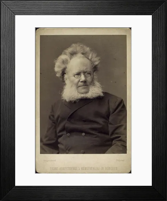 Framed Print : Henrik Ibsen, Norwegian playwright and poet, late 19th or early 20th century. Artist: Franz Hanfstaengl Framed Print : Henrik Ibsen, Norwegian playwright and poet, late 19th or early 20th century. Artist: Franz Hanfstaengl