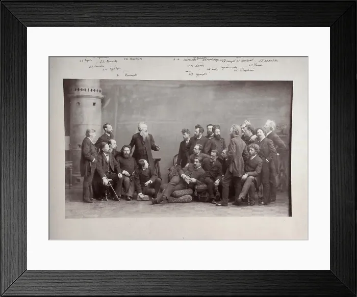 Framed Print : Peredvizhniki (The Wanderers), group of Russian artists, 1888. Artist: Andrei Deniere Framed Print : Peredvizhniki (The Wanderers), group of Russian artists, 1888. Artist: Andrei Deniere