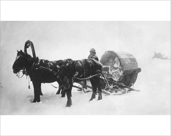 Horse-drawn sledge (kibitka), Siberia, Russia, 1890s