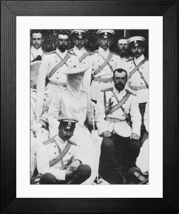 Framed Print : Tsar Nicholas II and Tsarina Alexandra Fyodorovna of Russia with a group of army officers, c1904 Framed Print : Tsar Nicholas II and Tsarina Alexandra Fyodorovna of Russia with a group of army officers, c1904