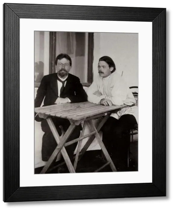 Framed Print : Anton Chekhov and Maxim Gorky, Russian authors, 1900. Artist: Leonid Sredin Framed Print : Anton Chekhov and Maxim Gorky, Russian authors, 1900. Artist: Leonid Sredin