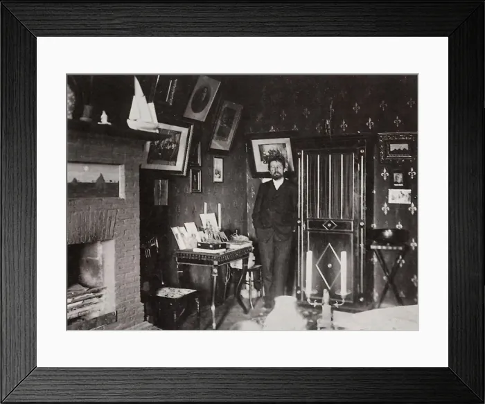 Framed Print : Russian author Anton Chekhov in his studio, Yalta, Crimea, Russia, 1901. Artist: Leonid Sredin Framed Print : Russian author Anton Chekhov in his studio, Yalta, Crimea, Russia, 1901. Artist: Leonid Sredin