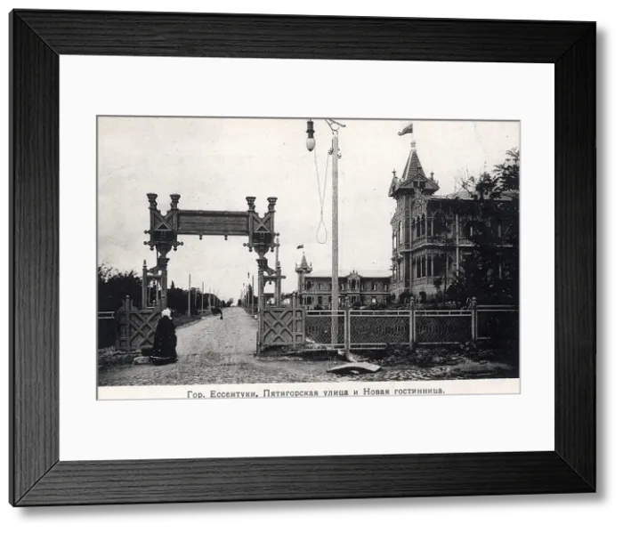 Framed Print : Pyatigorsk Street and a hotel, Yessentuki, Russia, 1900s Framed Print : Pyatigorsk Street and a hotel, Yessentuki, Russia, 1900s