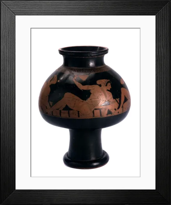 Framed Print : Red-figure psykter (wine cooler) with a symposium scene, Ancient Greek, c505-c500 BC. Artist: Euphronios Framed Print : Red-figure psykter (wine cooler) with a symposium scene, Ancient Greek, c505-c500 BC. Artist: Euphronios