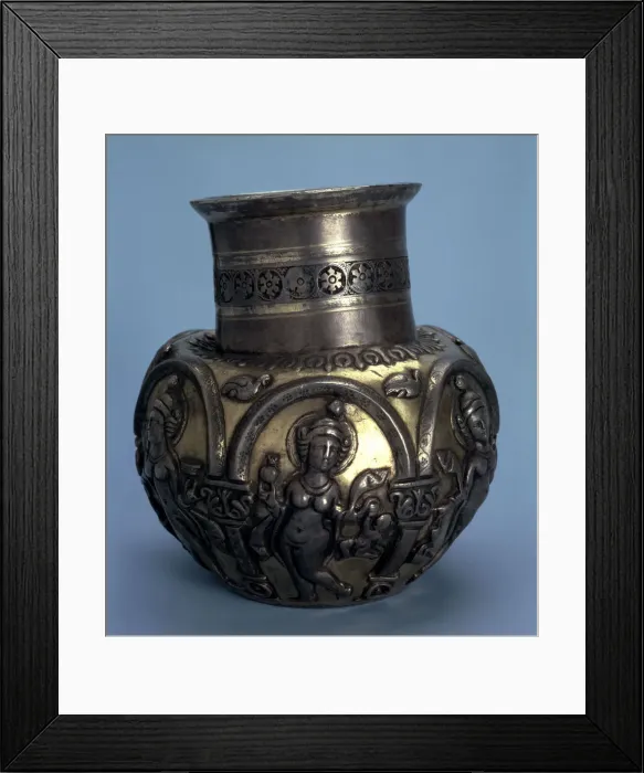 Framed Print : Gilded silver jug with dancing girls, Sasanian, 5th or 6th century Framed Print : Gilded silver jug with dancing girls, Sasanian, 5th or 6th century