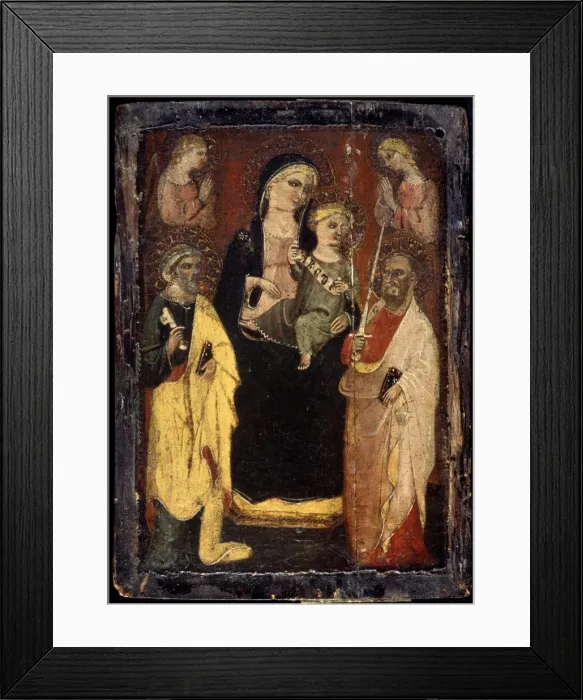 Framed Print : Madonna and Child enthroned with Saints Peter and Paul, c1400. Artist: Master of San Jacopo a Muciano Framed Print : Madonna and Child enthroned with Saints Peter and Paul, c1400. Artist: Master of San Jacopo a Muciano