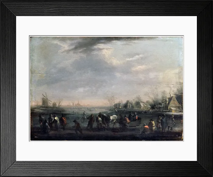 Framed Print : Winter Landscape with Skaters, late 17th or early 18th century. Artist: Peeter Bout Framed Print : Winter Landscape with Skaters, late 17th or early 18th century. Artist: Peeter Bout