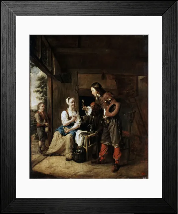 Framed Print : Warrior and Servant, 1653. Artist: Pieter de Hooch