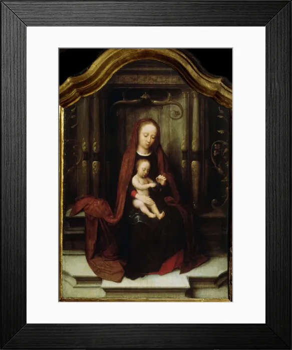 Framed Print : The Virgin and Child Enthroned, 16th century. Artist: Adriaen Isenbrandt Framed Print : The Virgin and Child Enthroned, 16th century. Artist: Adriaen Isenbrandt