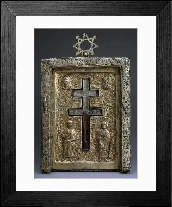 Framed Print : Gilded silver staurothek (Cross reliquary), Byzantine, 12th century. Artist: Byzantine Master Framed Print : Gilded silver staurothek (Cross reliquary), Byzantine, 12th century. Artist: Byzantine Master