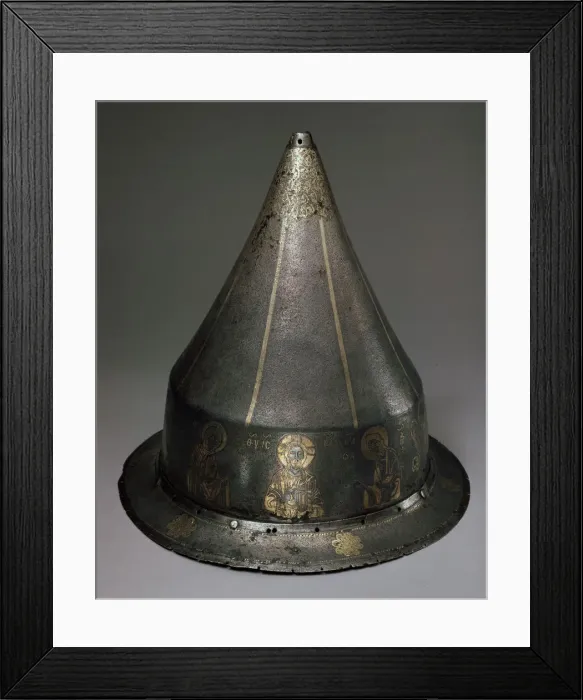 Framed Print : Steel, gold and silver helmet with Deesis, Byzantine, 13th century. Artist: Byzantine Master Framed Print : Steel, gold and silver helmet with Deesis, Byzantine, 13th century. Artist: Byzantine Master