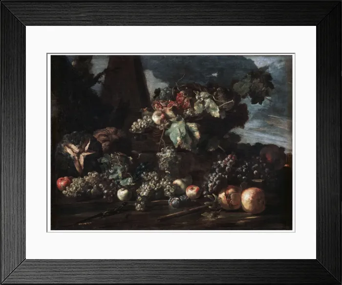 Framed Print : Still Life with Grapes, 17th century. Artist: Michelangelo Pace del Campidoglio Framed Print : Still Life with Grapes, 17th century. Artist: Michelangelo Pace del Campidoglio