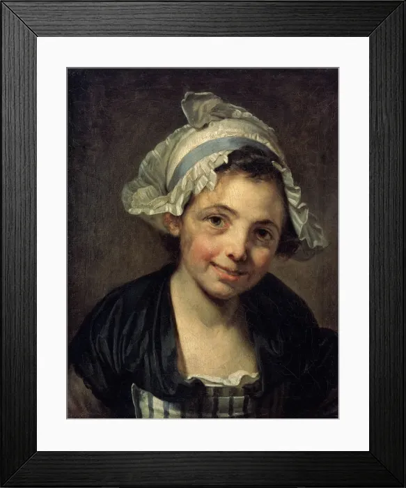 Framed Print : Girl in a Bonnet, 1760s. Artist: Jean-Baptiste Greuze