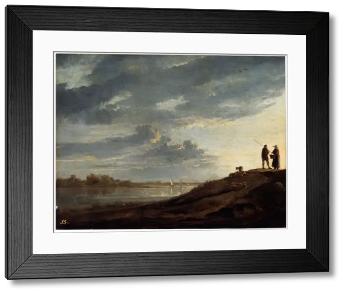 Framed Print : Sunset over the River, 1650s. Artist: Aelbert Cuyp Framed Print : Sunset over the River, 1650s. Artist: Aelbert Cuyp