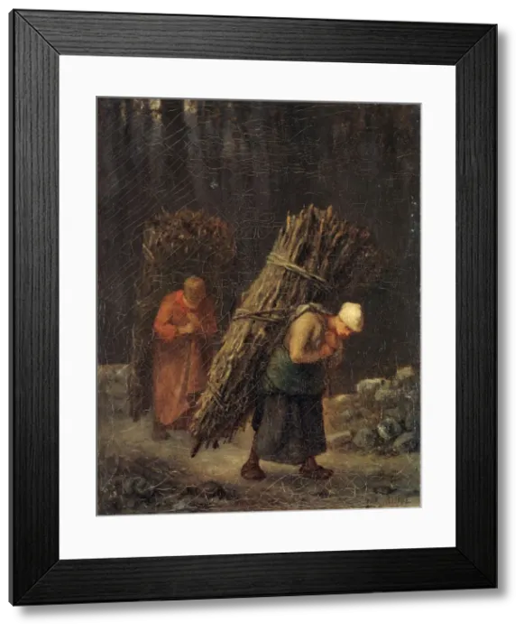 Framed Print : Peasant Girls with Brushwood, c1852. Artist: Jean Francois Millet Framed Print : Peasant Girls with Brushwood, c1852. Artist: Jean Francois Millet