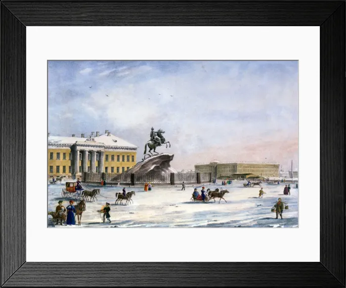 Framed Print : Monument of Peter the Great in the Senate Square of St Petersburg, Russia, winter, 1822 Framed Print : Monument of Peter the Great in the Senate Square of St Petersburg, Russia, winter, 1822