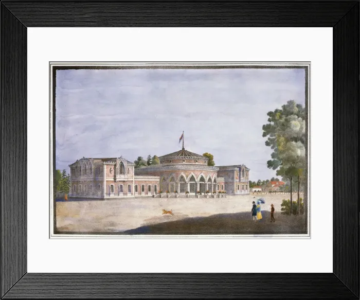 Framed Print : Railway station and French restaurant in Catharinhof, St Petersburg, Russia, 19th century Framed Print : Railway station and French restaurant in Catharinhof, St Petersburg, Russia, 19th century