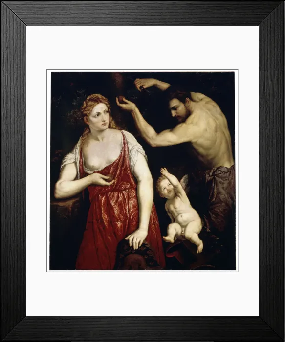 Framed Print : Venus and Mars with Cupid, 1550s. Artist: Paris Bordone Framed Print : Venus and Mars with Cupid, 1550s. Artist: Paris Bordone