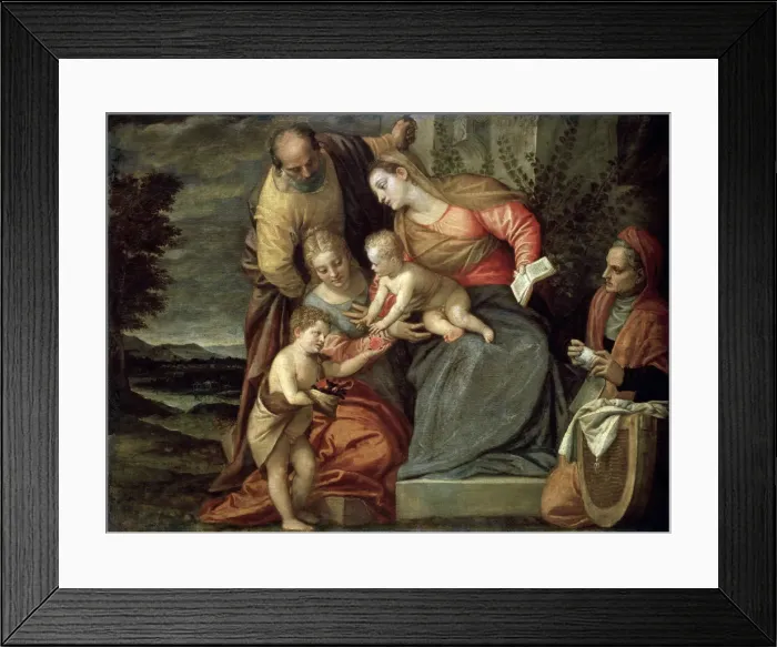 Framed Print : The Holy Family with Saints Catherine, Anne and John the Baptist, c1580-c1582. Artist: Benedetto Caliari Framed Print : The Holy Family with Saints Catherine, Anne and John the Baptist, c1580-c1582. Artist: Benedetto Caliari