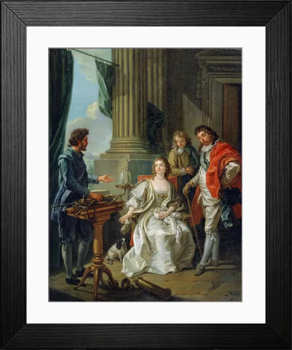 Framed Print : Pneumatic Experiment, 1777. Artist: Amedee van Loo Framed Print : Pneumatic Experiment, 1777. Artist: Amedee van Loo