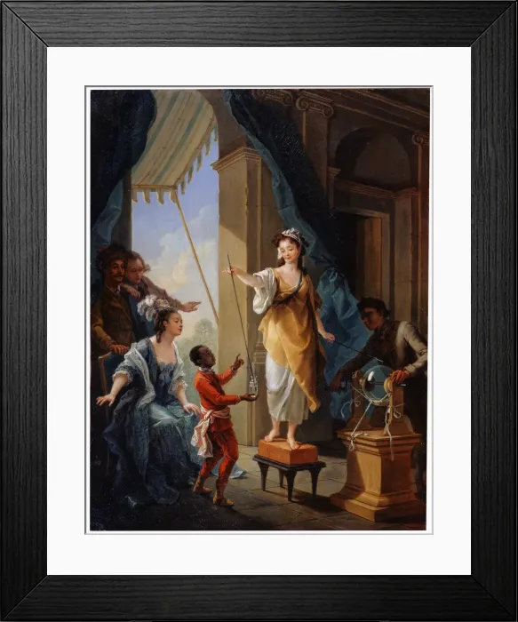 Framed Print : Electrical Experiment, 1777. Artist: Amedee van Loo Framed Print : Electrical Experiment, 1777. Artist: Amedee van Loo