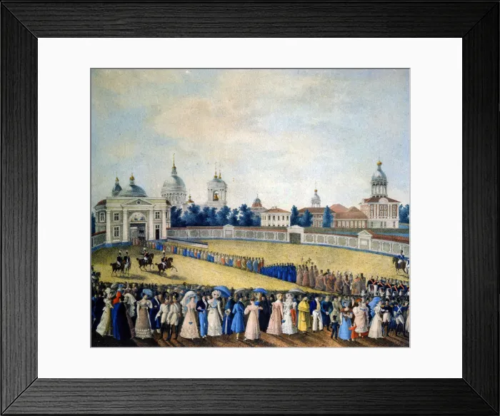Framed Print : Visit of Tsar Alexander I to the Alexander Nevsky Monastery, 1821. Artist: Russian Master Framed Print : Visit of Tsar Alexander I to the Alexander Nevsky Monastery, 1821. Artist: Russian Master
