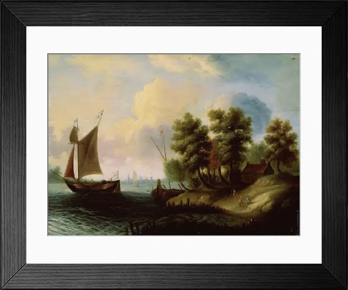 Framed Print : A Sea Landscape, 17th century. Artist: Dutch Master Framed Print : A Sea Landscape, 17th century. Artist: Dutch Master
