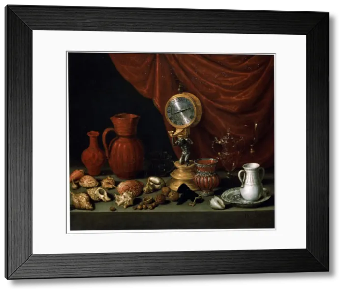 Framed Print : Still Life with a Clock, 1652. Artist: Antonio Pereda y Salgado Framed Print : Still Life with a Clock, 1652. Artist: Antonio Pereda y Salgado
