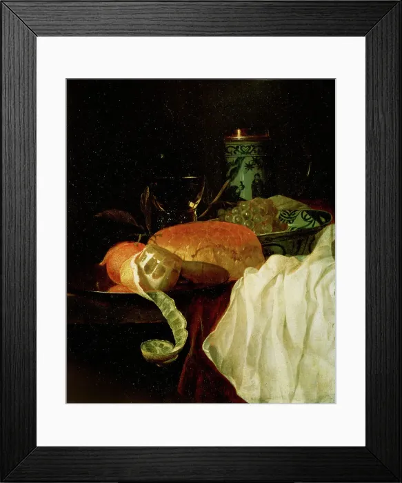 Framed Print : Fruit, Bread and Wine, 17th century. Artist: Juriaen van Streeck Framed Print : Fruit, Bread and Wine, 17th century. Artist: Juriaen van Streeck