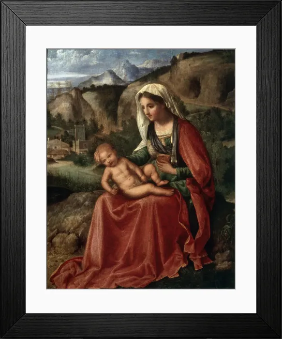 Framed Print : The Virgin and Child in a Landscape, c1503. Artist: Giorgione Framed Print : The Virgin and Child in a Landscape, c1503. Artist: Giorgione