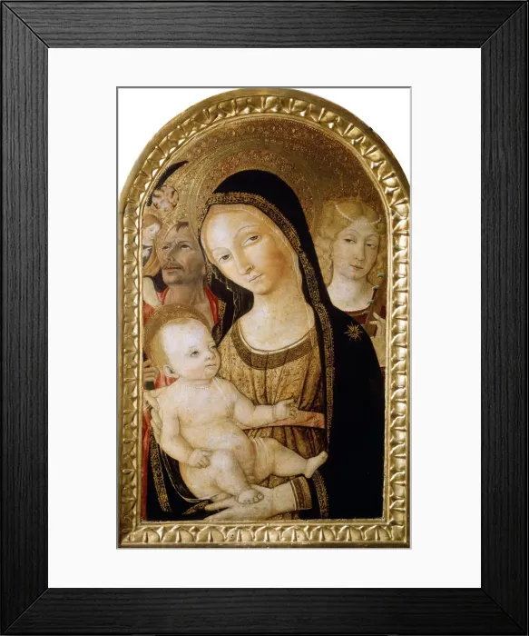 Framed Print : Madonna and Child with Saints Catherine and Christopher, 15th century. Artist: Matteo di Giovanni Framed Print : Madonna and Child with Saints Catherine and Christopher, 15th century. Artist: Matteo di Giovanni