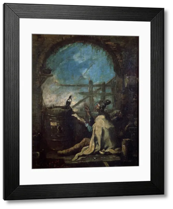 Framed Print : A Clown Training a Magpie, late 17th or 18th century. Artist: Alessandro Magnasco Framed Print : A Clown Training a Magpie, late 17th or 18th century. Artist: Alessandro Magnasco