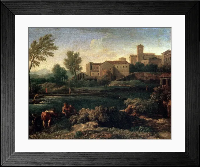 Framed Print : A Small Town in Latium, 1660s. Artist: Gaspard Dughet Framed Print : A Small Town in Latium, 1660s. Artist: Gaspard Dughet