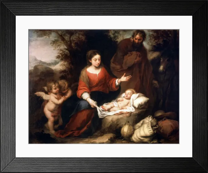 Framed Print : Rest on the Flight into Egypt, c1665. Artist: Bartolome Esteban Murillo Framed Print : Rest on the Flight into Egypt, c1665. Artist: Bartolome Esteban Murillo