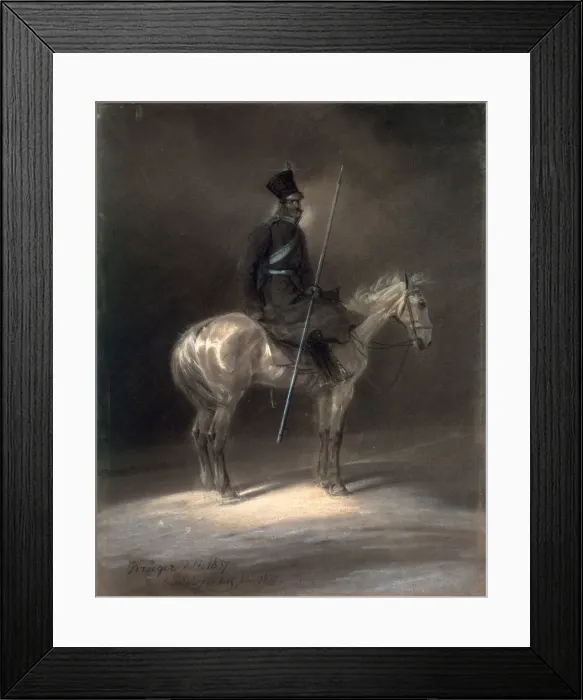 Framed Print : Cossack on Horseback, 1837. Artist: Franz Kruger Framed Print : Cossack on Horseback, 1837. Artist: Franz Kruger
