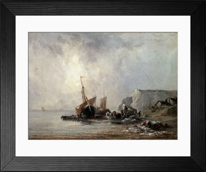 Framed Print : Boats at the Normandy Shore, 1823. Artist: Richard Parkes Bonington Framed Print : Boats at the Normandy Shore, 1823. Artist: Richard Parkes Bonington
