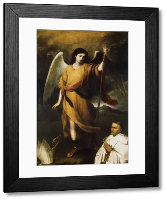 Framed Print : Archangel Raphael with Bishop Domonte, 17th century. Artist: Bartolome Esteban Murillo Framed Print : Archangel Raphael with Bishop Domonte, 17th century. Artist: Bartolome Esteban Murillo